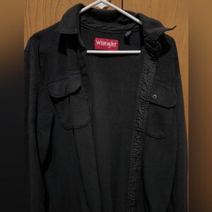 Wrangler Black Lightweight Fleece Shirt Jacket